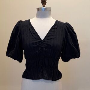 Steve Madden Black Puff Sleeve Blouse